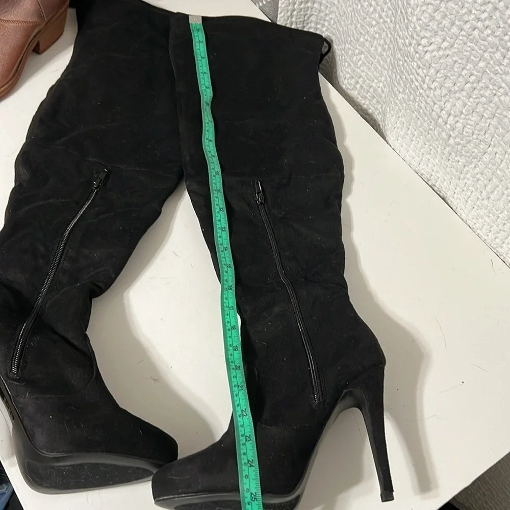 JC Womens Black Faux Suede Over The Knee Thigh High Stiletto Boots Size 7.5‎